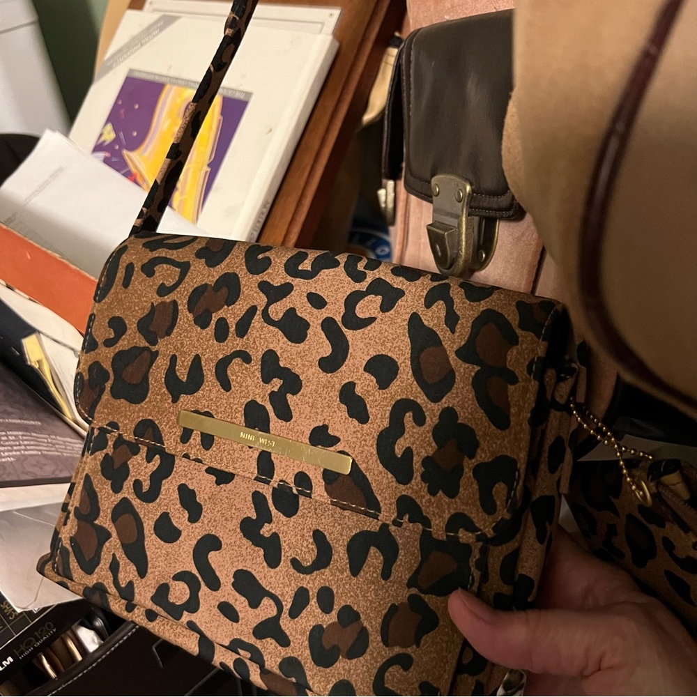Cheetah Print Purse Small Quality Microfiber Long Strap w/ matching coin purse